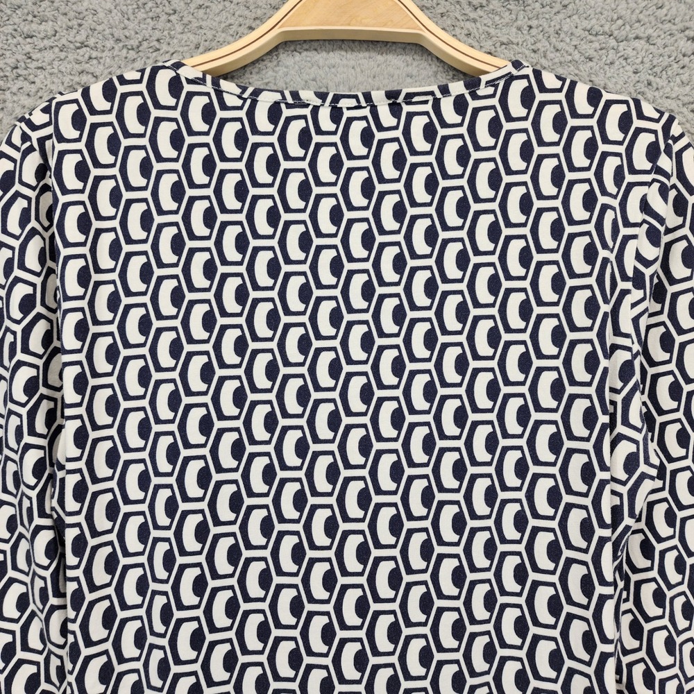 Adolfo Dominguez Womens Geometric Print V Neck 3/4 Sleeve Faux Wrap Top - Picture 11 of 14